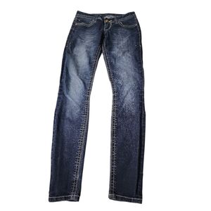 Express Skinny Low Rise‎ Jeans Women Sz 0 Medium Wash Y2k Style Stitches